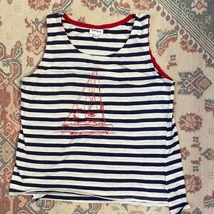 High Fifth Striped Tank with Red Trim